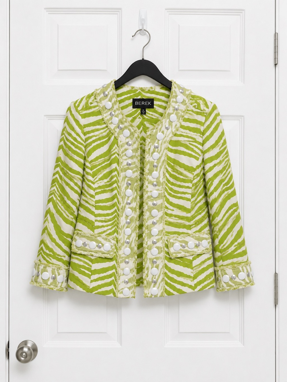 Berek S Green Zebra Jacket Rhinestone
